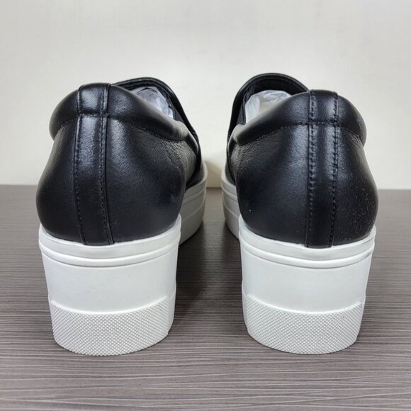 J/Slides Wedge/Platform Slip On Sneaker, Black Leather, Womens Size 9 US - Picture 5 of 12